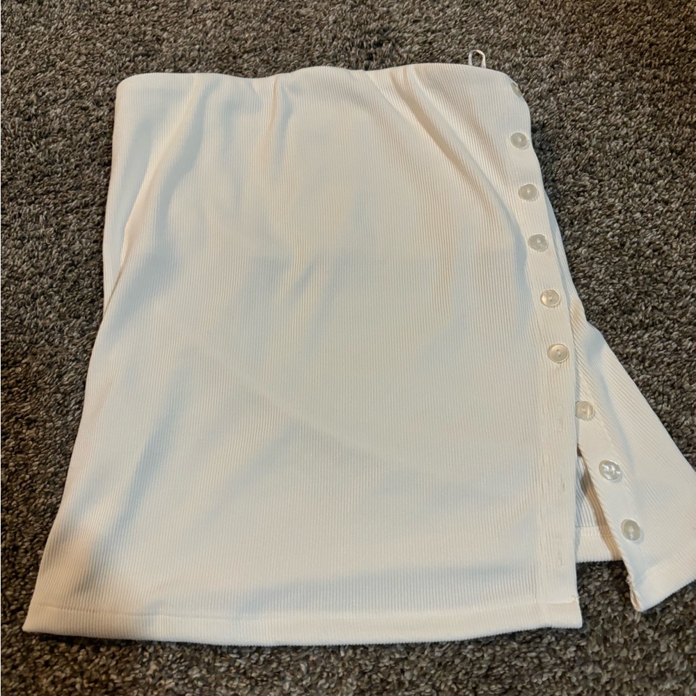 Abercrombie & Fitch White Button-Accent  tube top